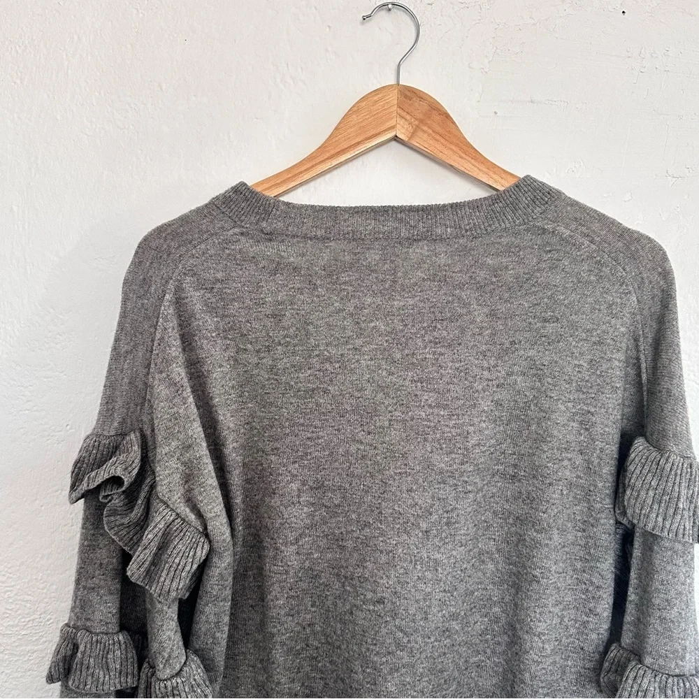 J. Crew Ruffle Sleeve Sweater in Gray